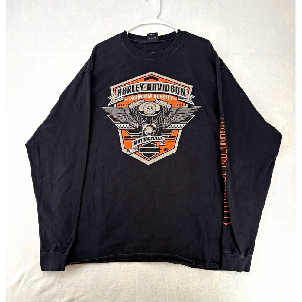Harley-Davidson Chippewa Falls WI Wisconsin Black Long Sleeve Graphic T-Shirt XL